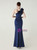 In Stock:Ship in 48 Hours Distinctive Navy Blue One Shoulder Split Party Dress