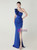 In Stock:Ship in 48 Hours Royal Blue One Shoulder Split Party Dress