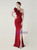 In Stock:Ship in 48 Hours Causal Burgundy Mermaid One Shoulder Beading Party Dress