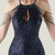 In Stock:Ship in 48 Hours Navy Blue Sequins Halter Beading Party Dress