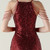 In Stock:Ship in 48 Hours Charming Burgundy Sequins Halter Beading Party Dress