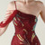 In Stock:Ship in 48 Hours Burgundy Sequins One Shoulder Beading Party Dress