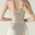 In Stock:Ship in 48 Hours Apricot Sequins One Shoulder Beading Party Dress