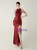 In Stock:Ship in 48 Hours Delicate Burgundy Sequins Backless Beading Party Dress