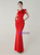 In Stock:Ship in 48 Hours Red Irregular Neck Beading Party Dress