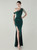 In Stock:Ship in 48 Hours Hot Sale Dark Green One Shoulder Beading Party Dress
