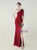 In Stock:Ship in 48 Hours Burgundy One Shoulder Pleats Beading Party Dess