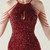 In Stock:Ship in 48 Hours Burgundy Sequins Halter Split Beading Party Dress