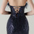 In Stock:Ship in 48 Hours Navy Blue Sequins Tulle Feather Party Dress