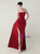In Stock:Ship in 48 Hours Queenly Burgundy Straps Split Beading Party Dress