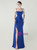 In Stock:Ship in 48 Hours Trendy Royal Blue Straps Split Beading Party Dress