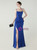 In Stock:Ship in 48 Hours Royal Blue Straps Pleats Split Party Dress
