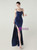 In Stock:Ship in 48 Hours Navy Blue Straps Pleats Split Party Dress
