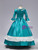 Blue Satin Long Sleeve Baroque Victorian Vintage Gown Dress