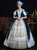 Blue Satin Lace Short Sleeve Baroque Victorian Dress
