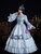Blue Print Long Sleeve Rococo Baroque Vintage Dress