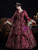 Burgundy Long Sleeve Lace Baroque Victorian Vintage Dress