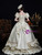 Champagne Puff Sleeve Beading Baroque Vintage Dress