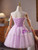 Purple Tulle Spaghetti Straps Lace Homecoming Dress