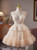 Champagne Tulle Spaghetti Straps Homecoming Dress