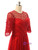 A line Half Sleeves Beaded Tulle Floor Length Red Mother Of The Bride Dresses