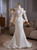 White Mermaid Long Sleeve Lace Bow Wedding Dress