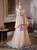 Champagne Tulle Scoop Neck Pleats Wedding Dress