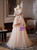 Champagne Tulle Scoop Neck Pleats Wedding Dress