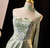 Green Satin Strapless Embroidery Split Prom Dress