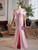 Pink Mermaid Sequins Off the Shoulder Prom Dress With Detachable Train
