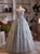 Gray Tulle Sequins Strapless Beading Prom Dress