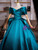Blue Satin Off the Shoulder Pleats Prom Dress