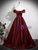 Formal Burgundy Off the Shoulder Satin Pleats Prom Dress