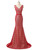 2017 Mermaid V Neck Floor Length Red Lace Mother Of The Bride Dresses