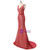 2017 Mermaid V Neck Floor Length Red Lace Mother Of The Bride Dresses