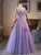 A-Line Purple Tulle Sequins Beading Prom Dress