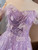 A-Line Purple Tulle Sequins Beading Prom Dress