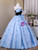 Blue Tulle Strapless Butterfly Bow Quinceanera Dress