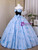 Blue Tulle Strapless Butterfly Bow Quinceanera Dress