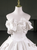 White Satin Strapless Bow Pearls Homecoming Dress
