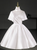 White Satin High Neck Pleats Short Wedding Dress