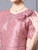 Pink Lace Short Sleeve Flower Mother Of The Bride Dress