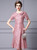 Pink Lace Short Sleeve Flower Mother Of The Bride Dress