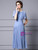 Blue Chiffon Scoop Neck Short Sleeve Pleats Mother Of The Bride Dress