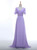 V-neck Short Sleeve Chiffon  Long Women Elegant Lavender Color