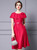 Red Satin Pleats Flower Mother Of The Bride Dress