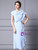 Light Blue Chiffon 3D Flower Mother Of The Bride Dress