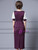 Elegant Purple Short Sleeve Beading Mother Of The Bride Dress