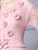Pink Chiffon Short Sleeve 3D Flower Mother Of The Bride Dress