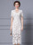 White Lace Short Sleeve V-neck Beading Mother Of The Bride Dress